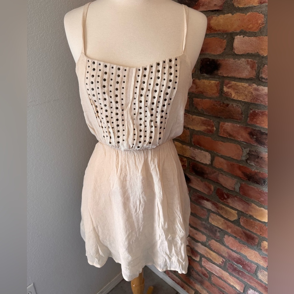 Cream Dress with Studded Detail